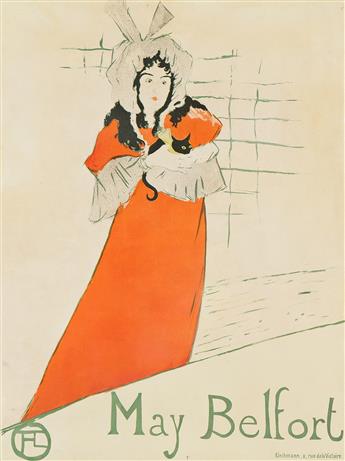 HENRI DE TOULOUSE-LAUTREC (1864-1901). MAY BELFORT. 1895. 30½x23¾ inches, 77½x60¼ cm. Kleinmann, Paris.                                          